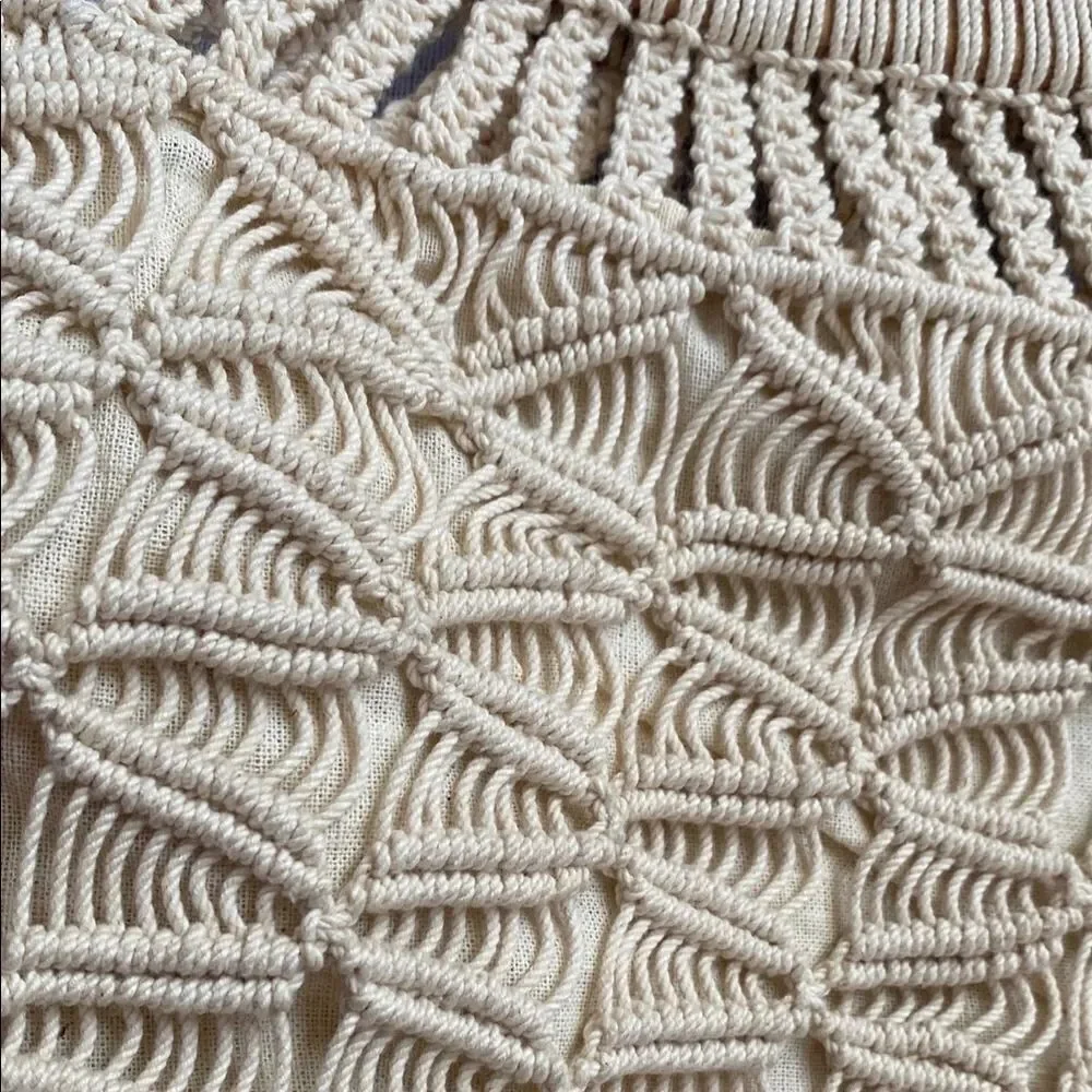 Handcrafted Cream Macramé Handbag - Picture 4 of 12